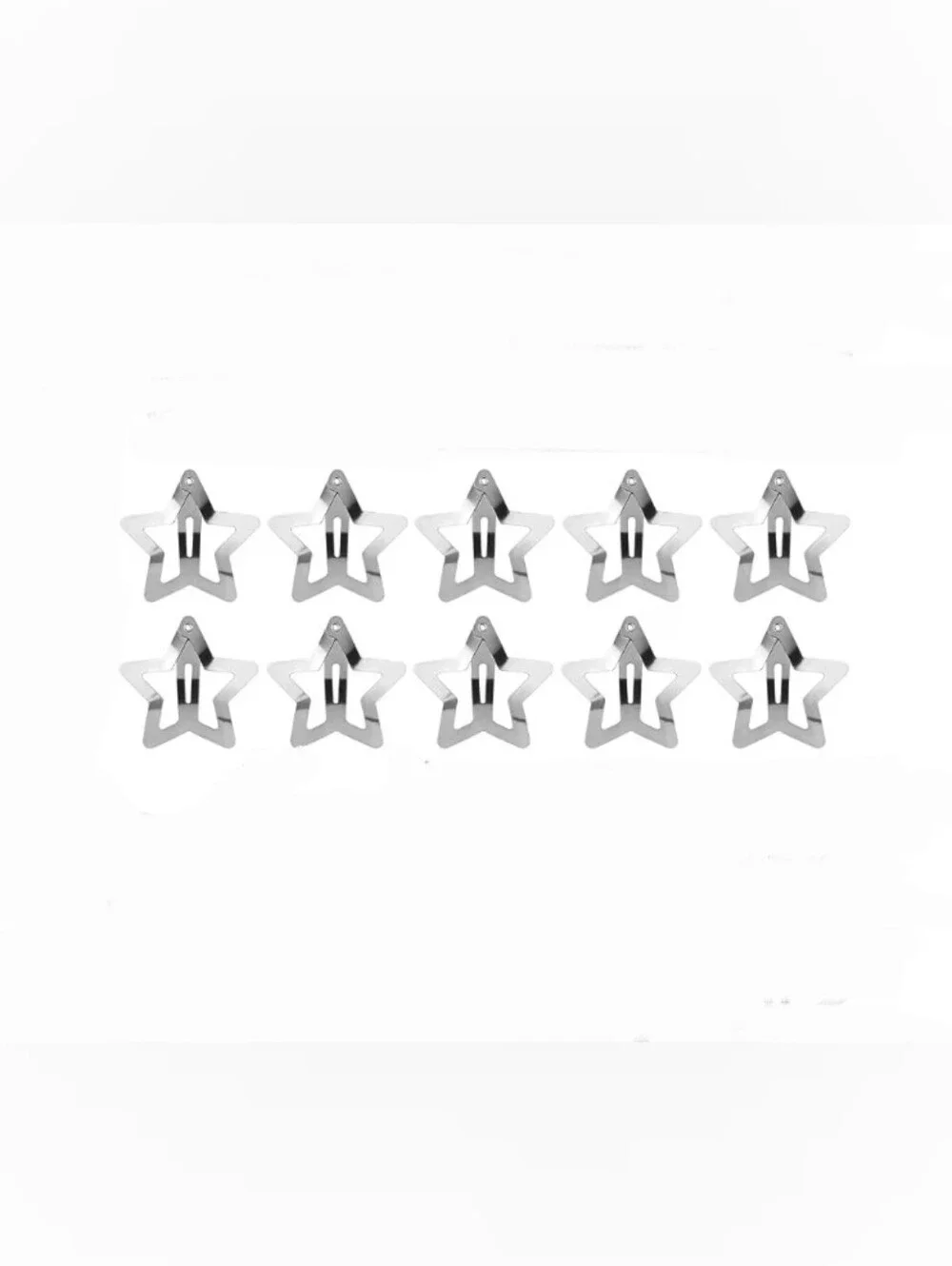 10 pc Silver Star-Shaped Snap Hair Clips BNIB